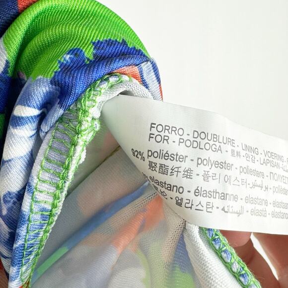 Zara Womens One Shoulder Bodysuit Green Blue Multicolor Flowers Small - Picture 5 of 7